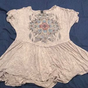 Windsor top brown tied dye with print - nwot